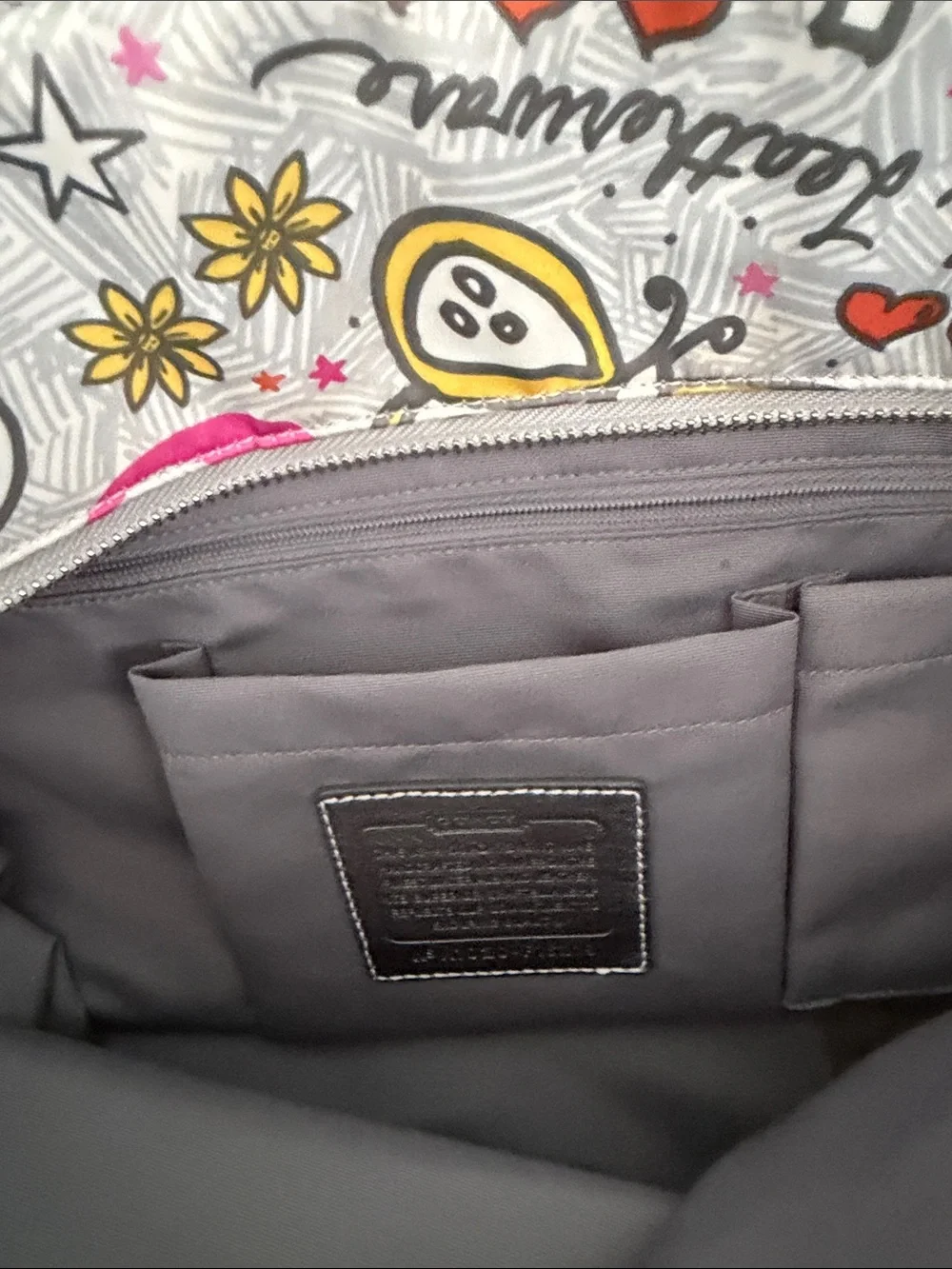 Coach Silver and Pink Graphic Butterfly Diaper Bag Y2K Vintage